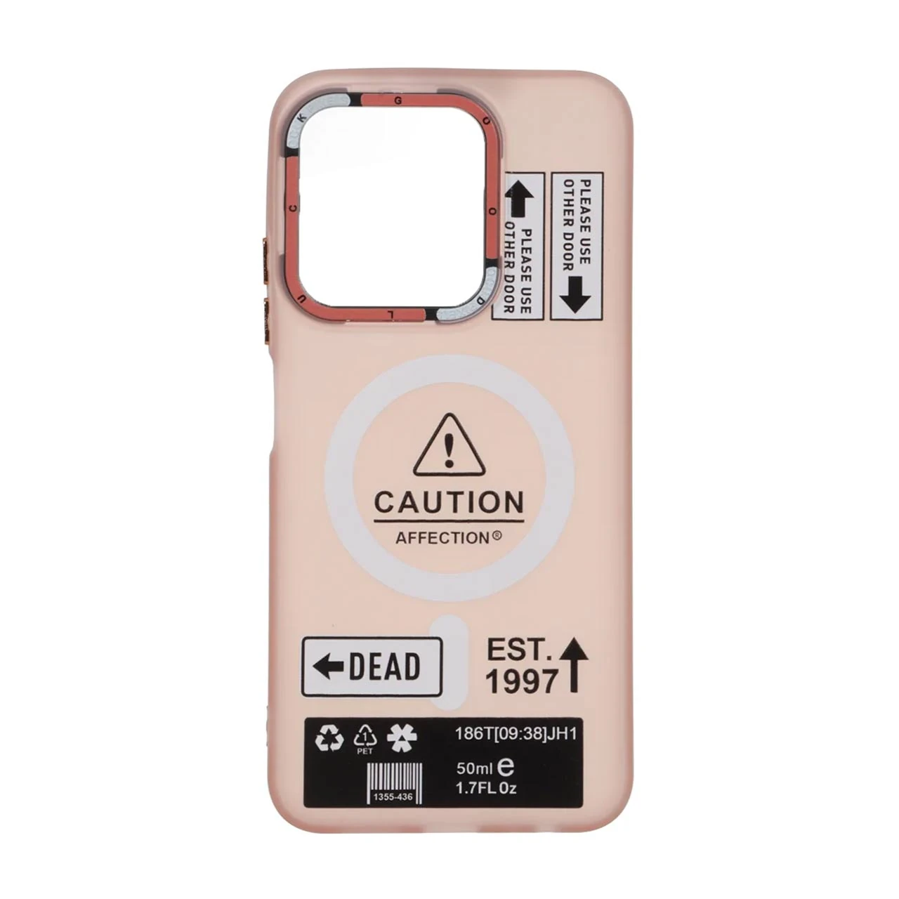 قاب Caution مات طرح مگ سیف دکمه متال Xiaomi Redmi 15C / Poco C85 - صورتی