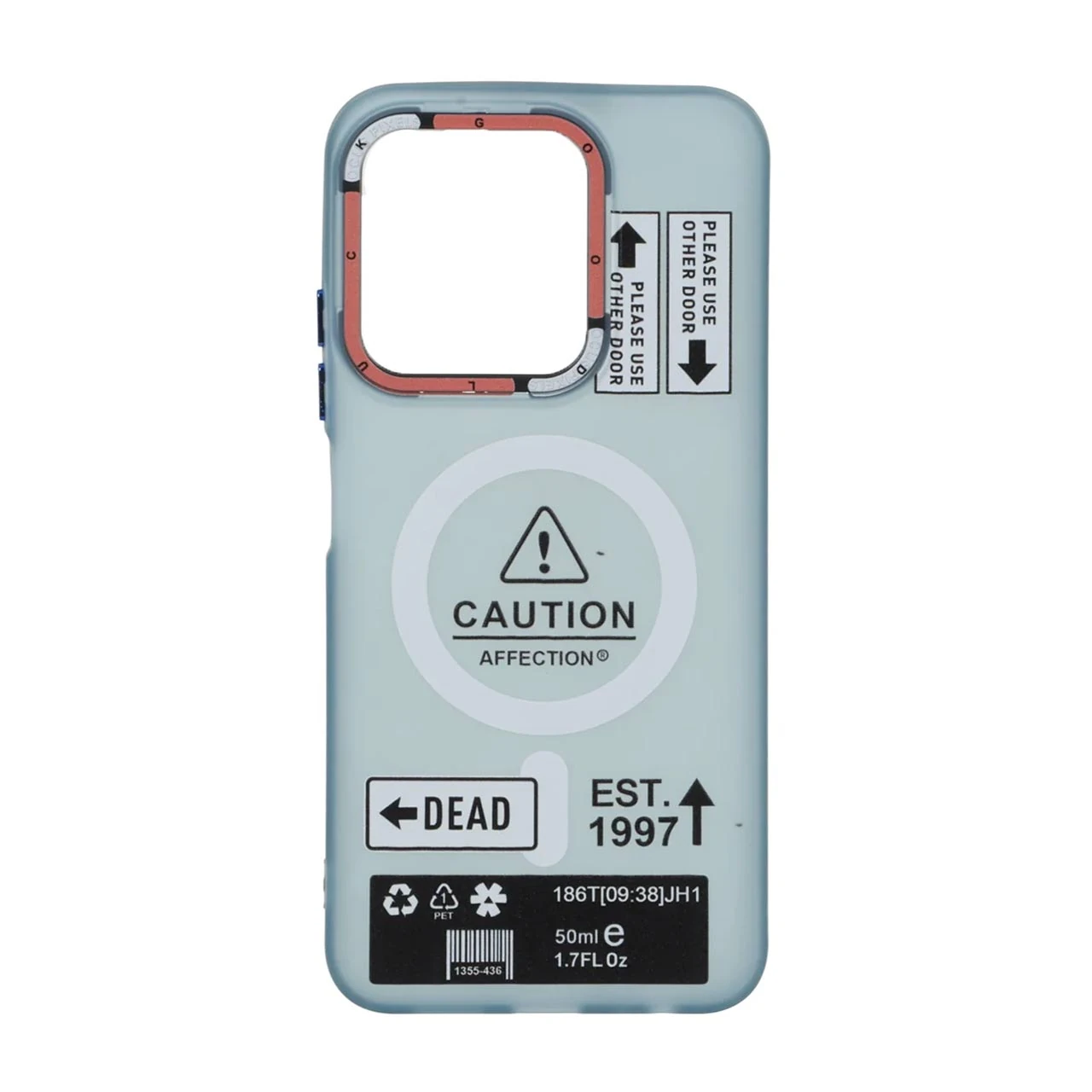 قاب Caution مات طرح مگ سیف دکمه متال Xiaomi Redmi 15C / Poco C85 - آبی