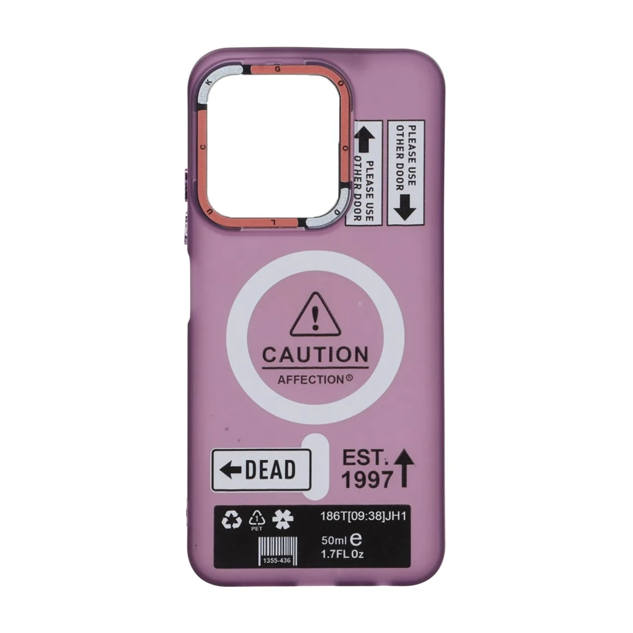قاب Caution مات طرح مگ سیف دکمه متال Xiaomi Redmi 15C / Poco C85 - ارغوانی