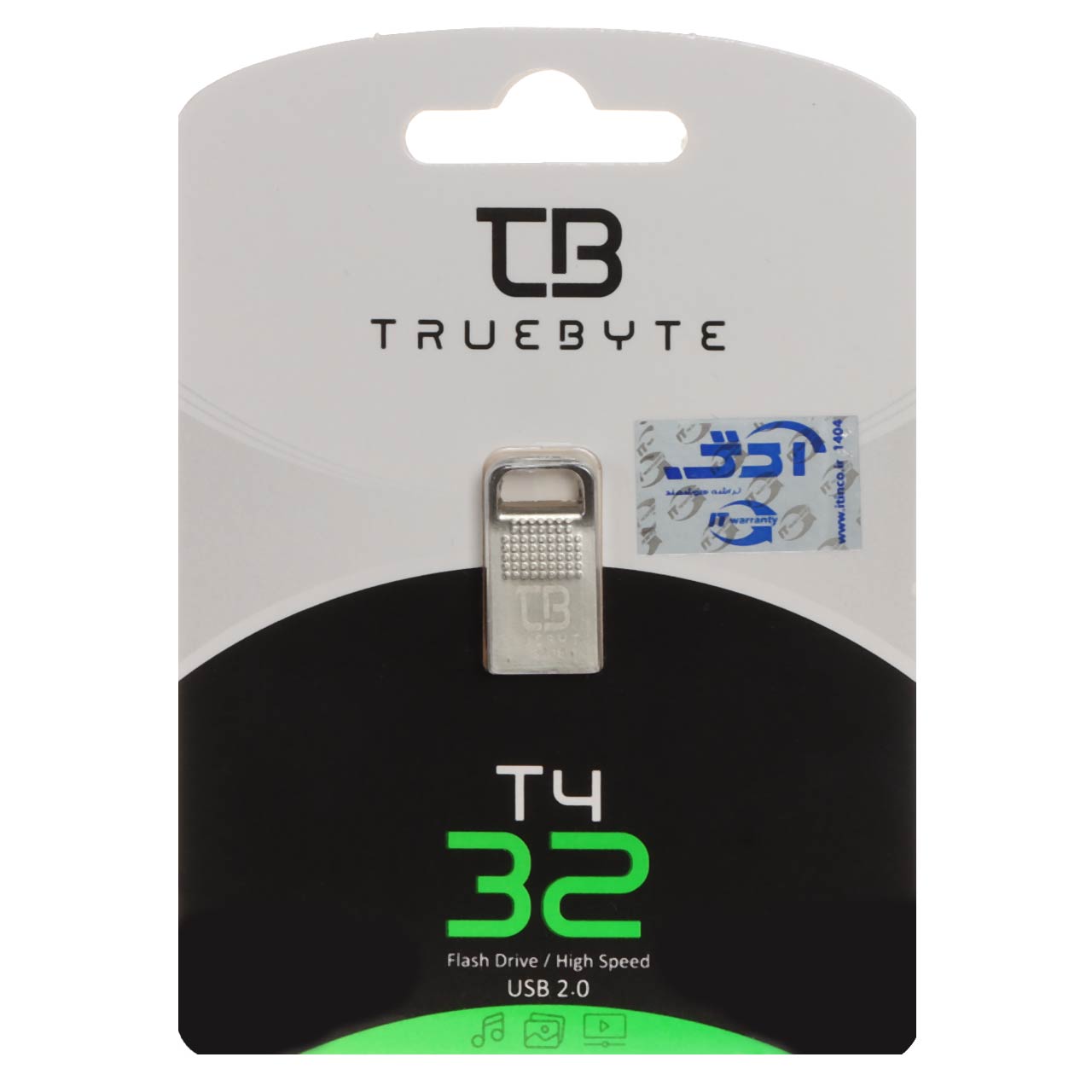فلش مموری TRUEBYTE USB2.0 مدل T4 ظرفیت 32GB - نقره ای (گارانتی مادام العمر شرکت آی تین)