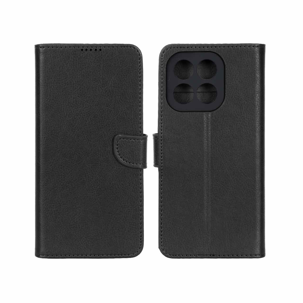 کیف چرمی موبایل مگنتی محافظ لنزدار KRF مدل Honor X6c - مشکی
