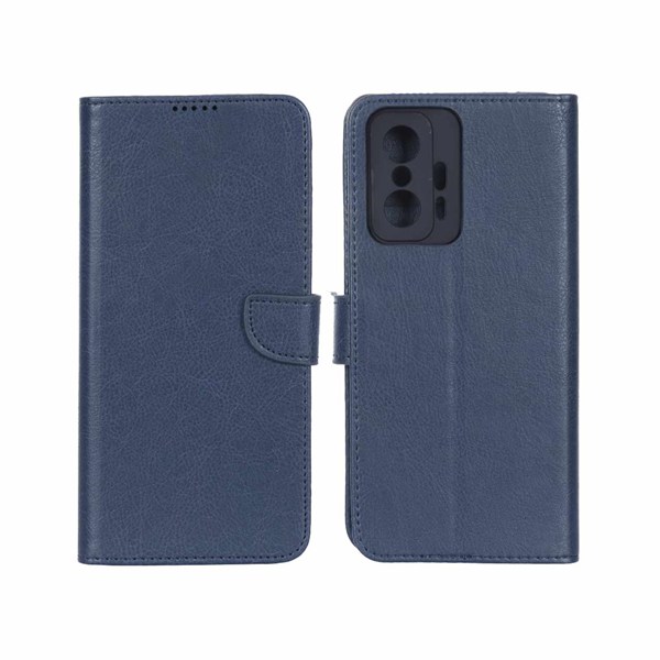 کیف چرمی موبایل مگنتی محافظ لنزدار KRF مدل Xiaomi Mi 11T / Mi 11T Pro - سرمه ای