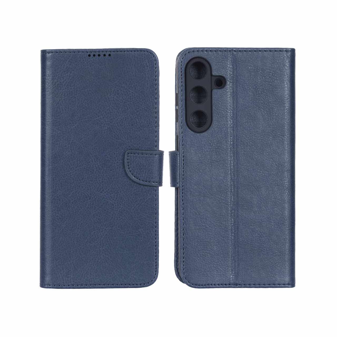 کیف چرمی موبایل مگنتی محافظ لنزدار KRF مدل Samsung Galaxy S25 FE - سرمه ای