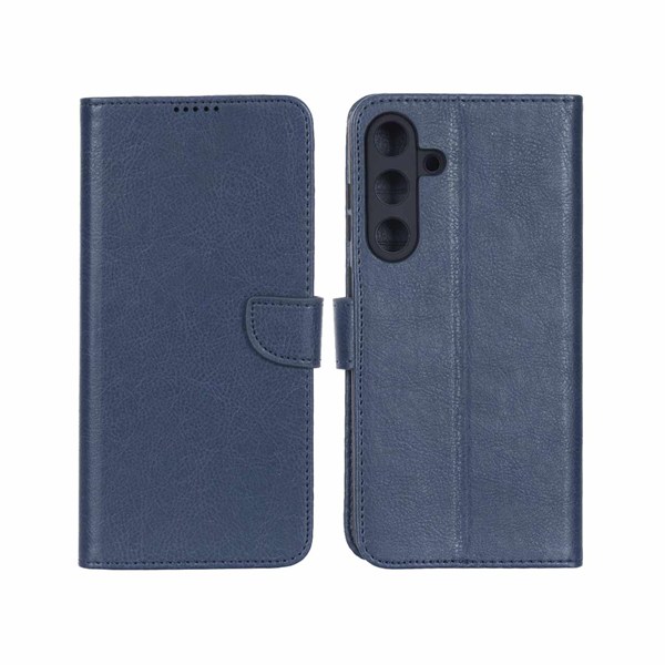 کیف چرمی موبایل مگنتی محافظ لنزدار KRF مدل Samsung Galaxy S25 FE - سرمه ای