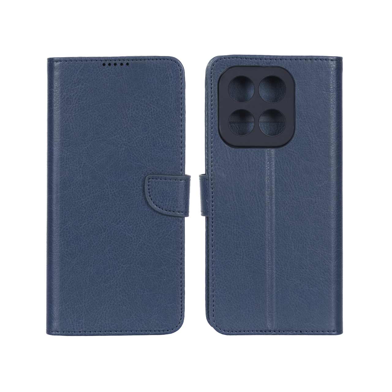کیف چرمی موبایل مگنتی محافظ لنزدار KRF مدل Honor X7d - سرمه ای