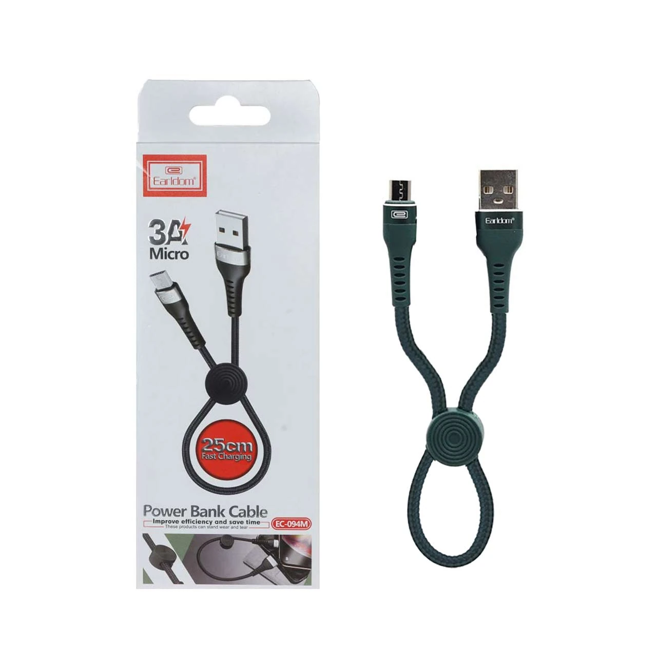 کابل شارژ فست پاوربانک اندروید Earldom مدل EC-094M - سبز