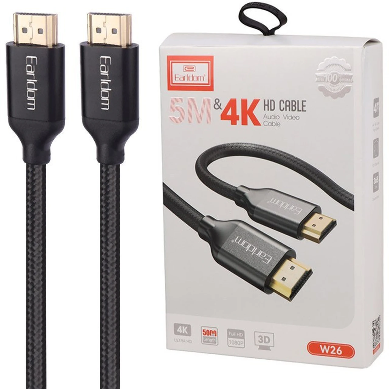 کابل 5 متری 4K Earldom HDMI مدل ET-W26 - مشکی