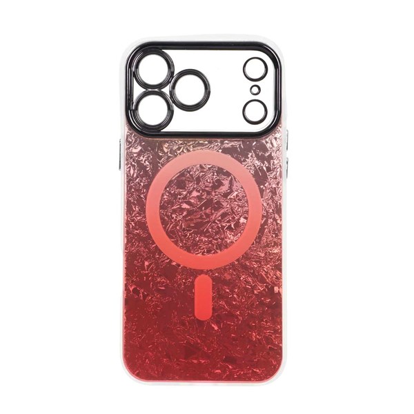 قاب ice طرح مگ سیف دور مات لنز شفاف Apple iPhone 17 Pro Max - قرمز