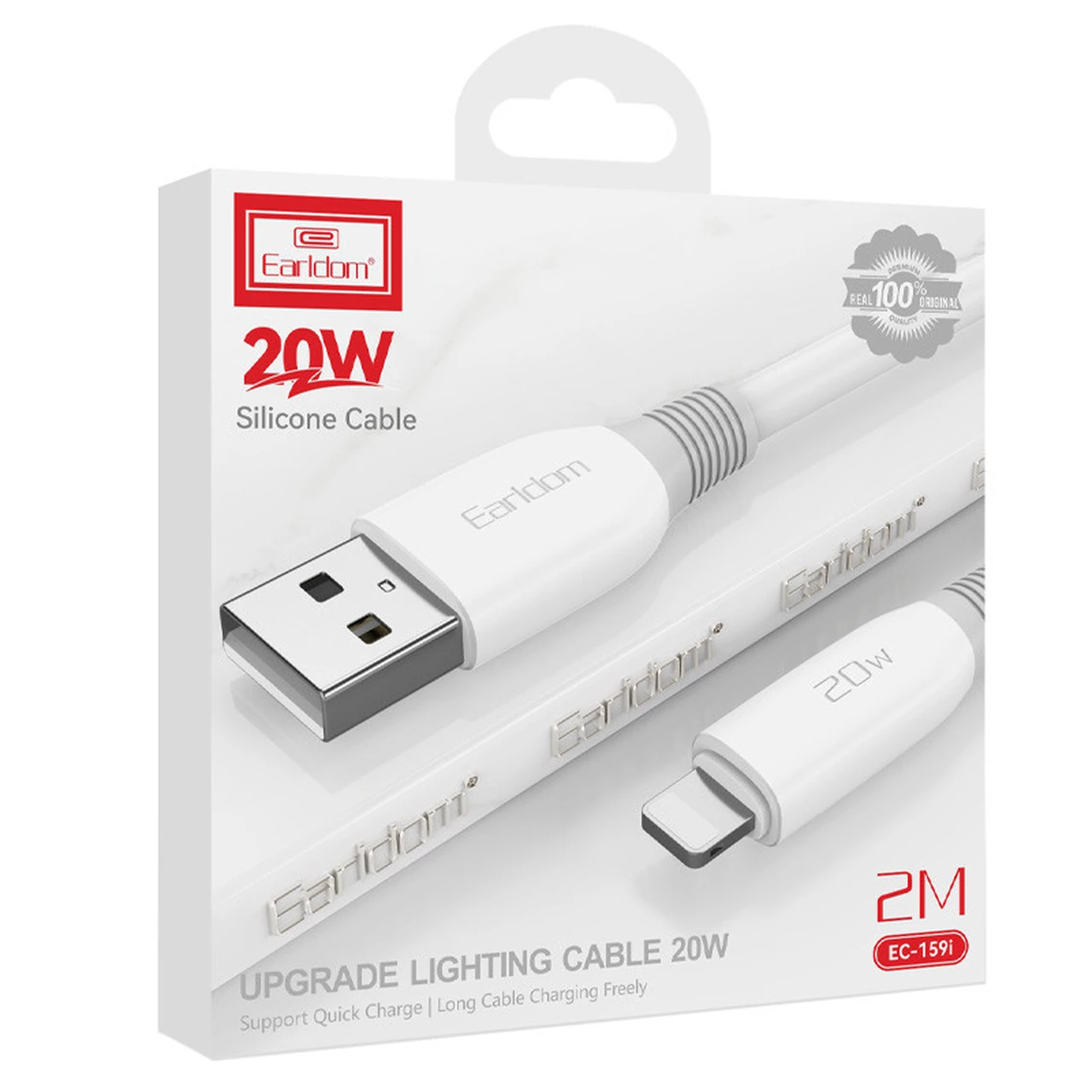 کابل شارژ 2 متری آیفون Earldom مدل EC-159i 20W - سفید