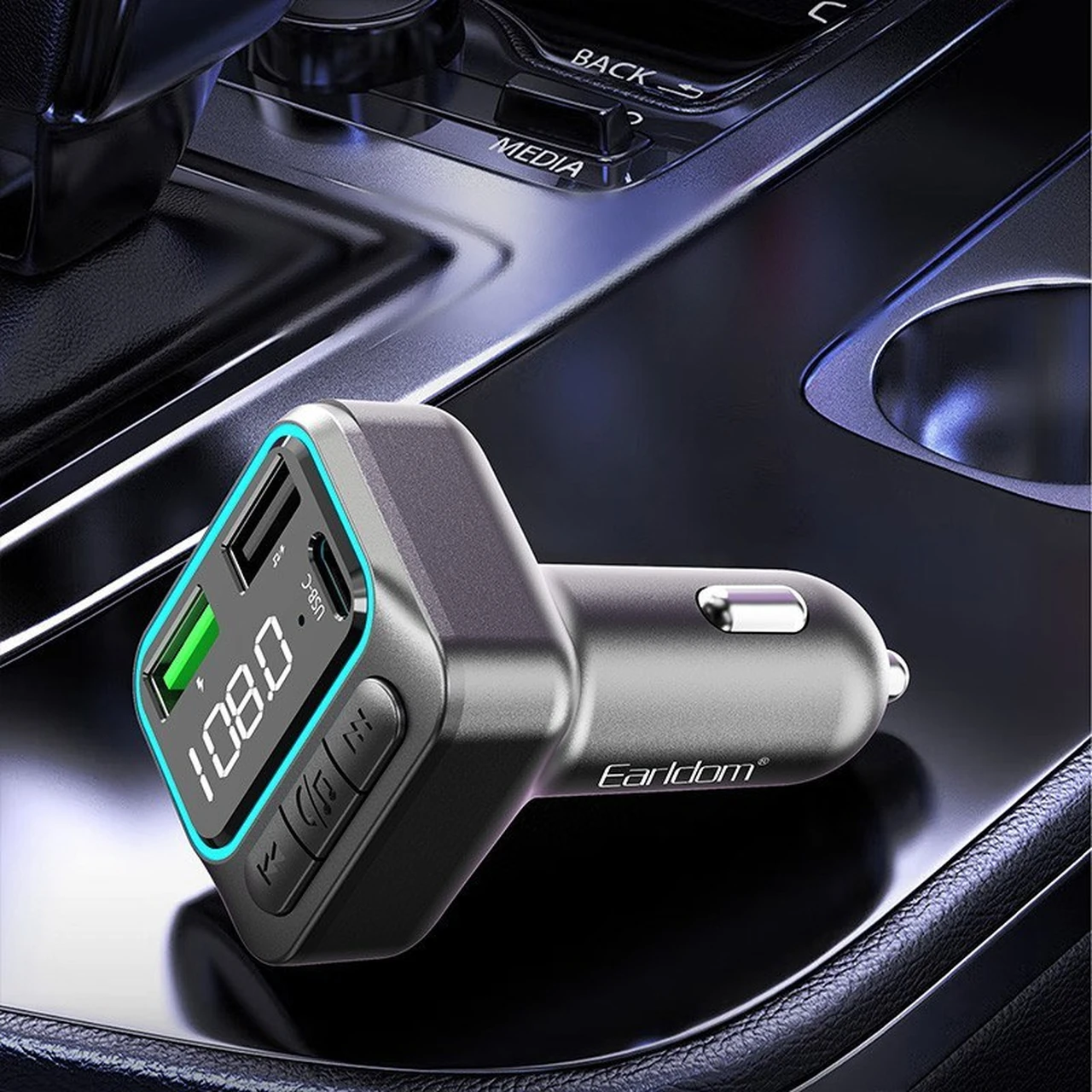 شارژر فندکی فست سه پورت و گیرنده بلوتوثی Earldom FM مدل ET-M96 - مشکی