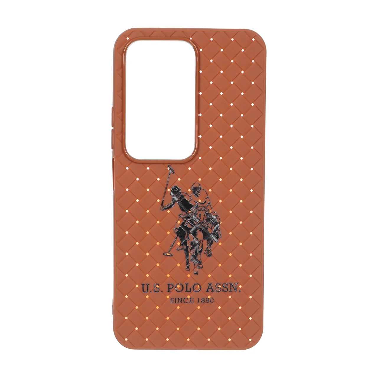 قاب حصیری طرح Polo دور لنز براق Xiaomi Redmi 15 4G - قهوه ای
