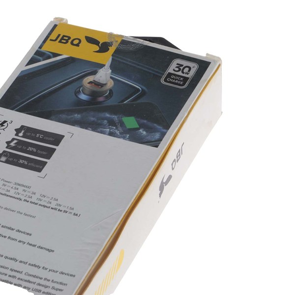 شارژر فندکی فست و PD دو پورت JBQ مدل CC-P9 30W - نقره ای - پک ضعیف (گارانتی یکساله رصاصی)