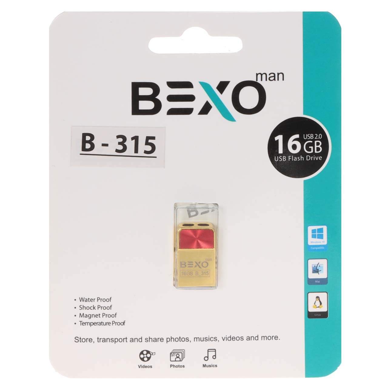 فلش مموری BEXO USB2.0 مدل B-315 ظرفیت 16GB - طلایی (گارانتی داده پردازی آواتک)
