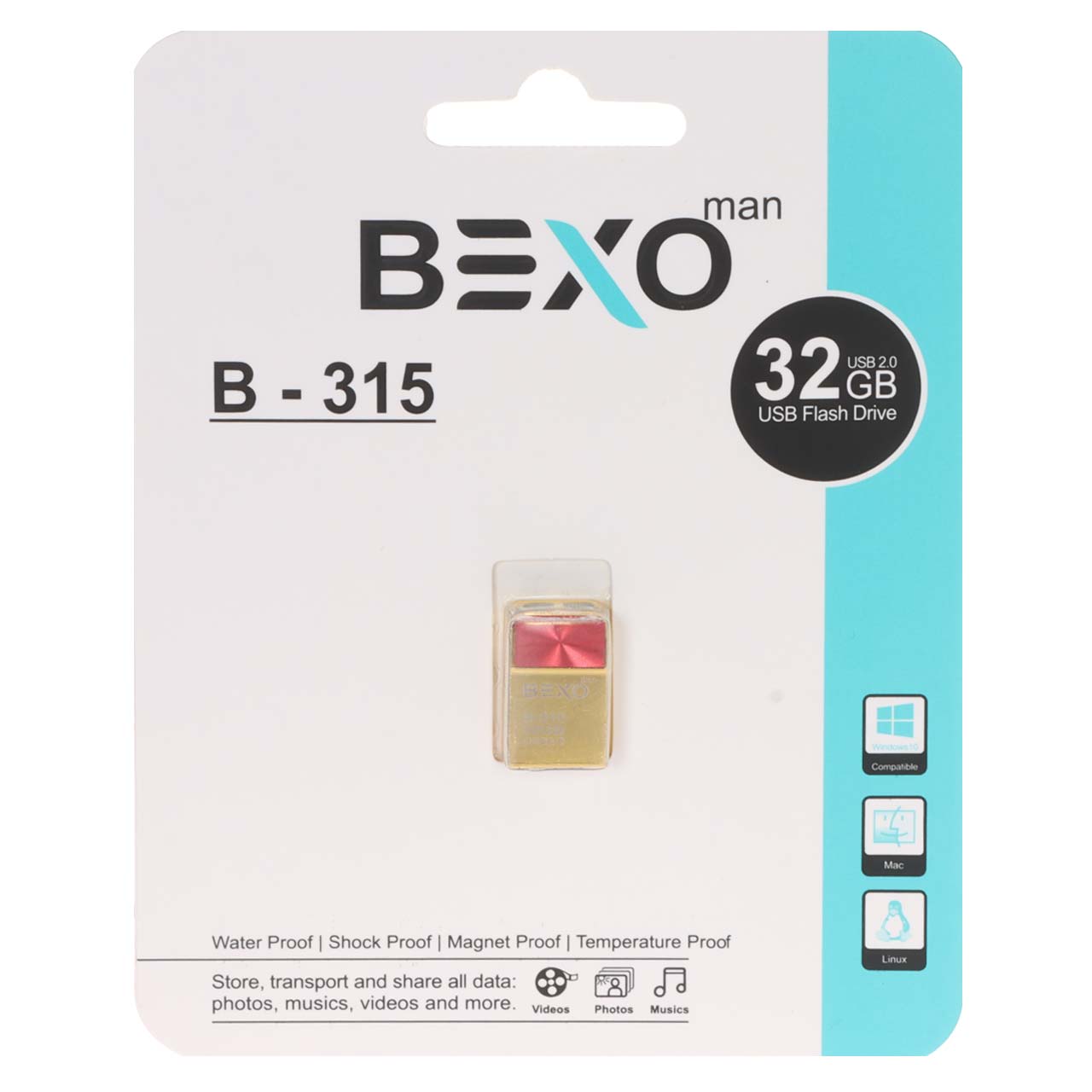 فلش مموری BEXO USB2.0 مدل B-315 ظرفیت 32GB - طلایی (گارانتی داده پردازی آواتک)