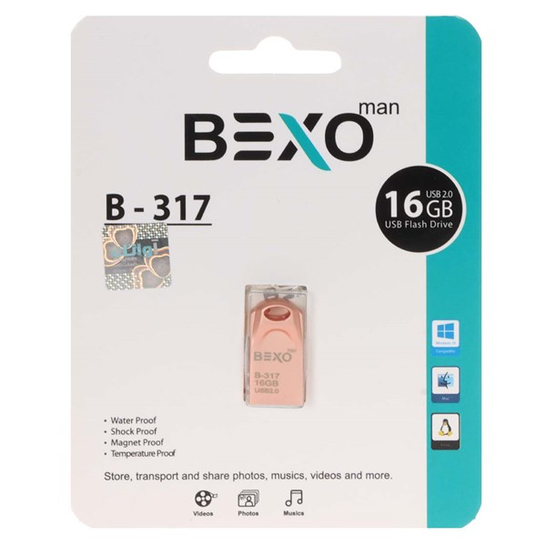 فلش مموری BEXO USB2.0 مدل B-317 ظرفیت 16GB - رزگلد (گارانتی داده پردازی آواتک)