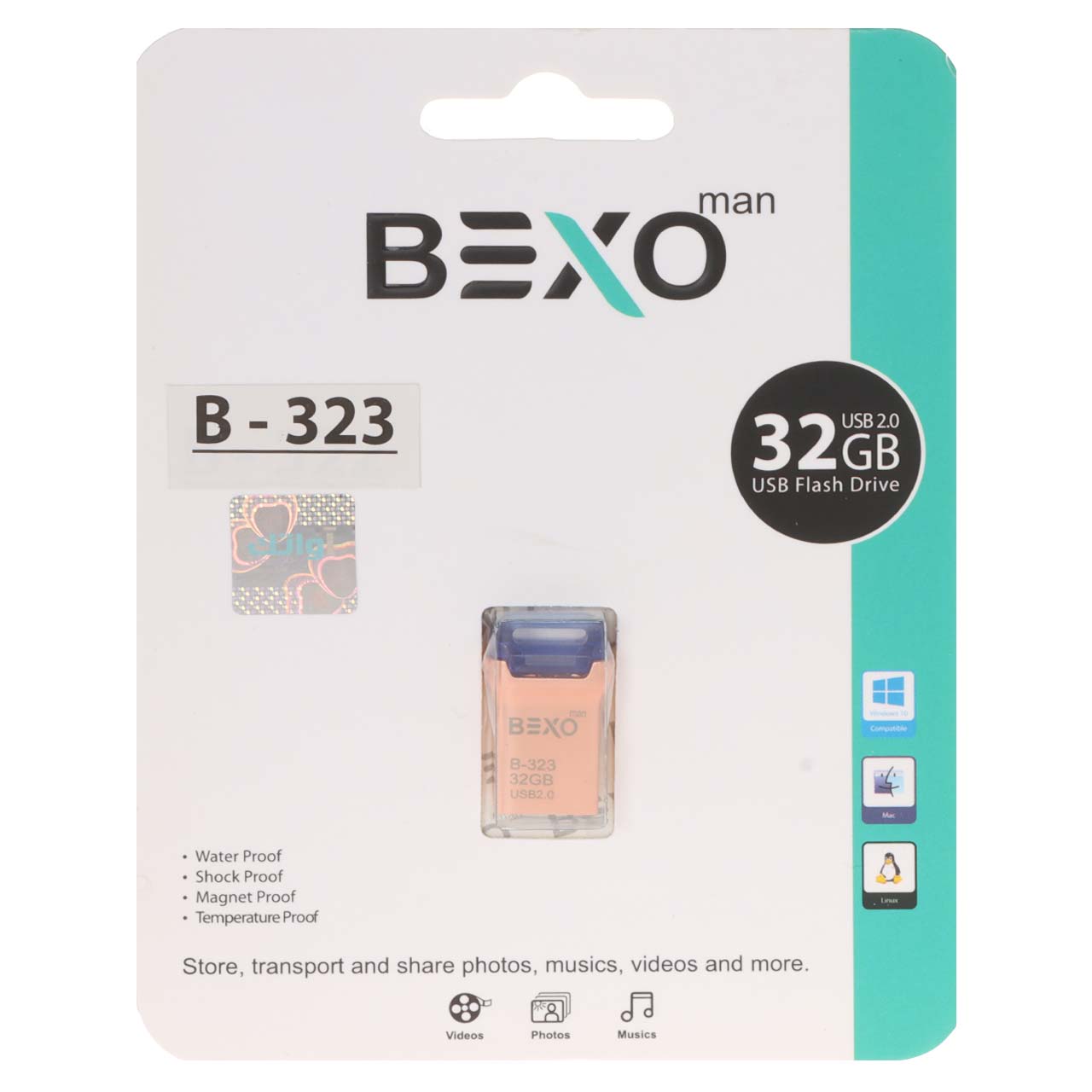 فلش مموری BEXO USB2.0 مدل B-323 ظرفیت 32GB - رزگلد (گارانتی داده پردازی آواتک)