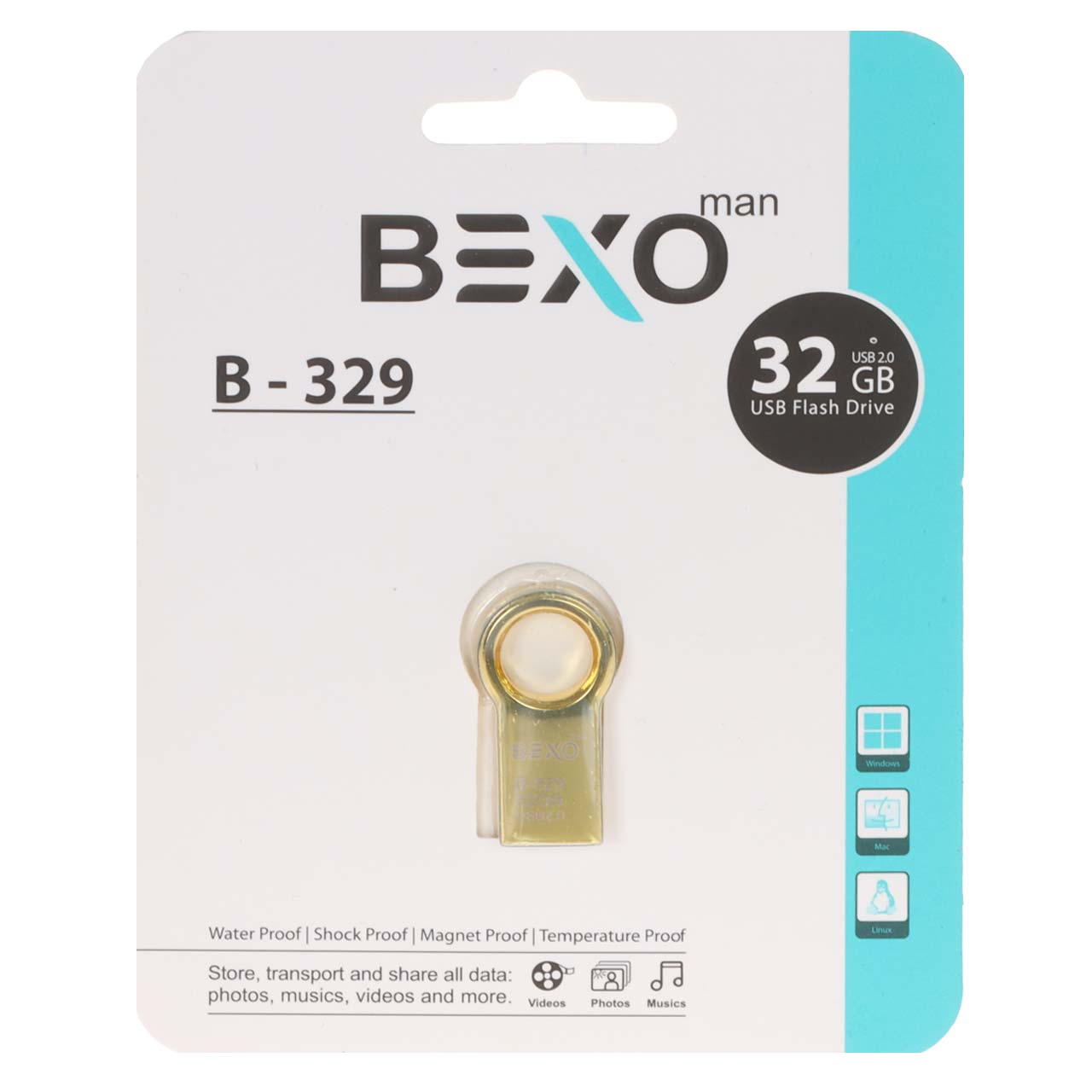 فلش مموری BEXO USB2.0 مدل B-329 ظرفیت 32GB - طلایی (گارانتی داده پردازی آواتک)