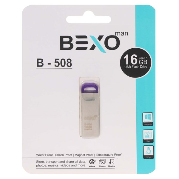 فلش مموری BEXO USB2.0 مدل B-508 ظرفیت 16GB - نقره ای (گارانتی داده پردازی آواتک)