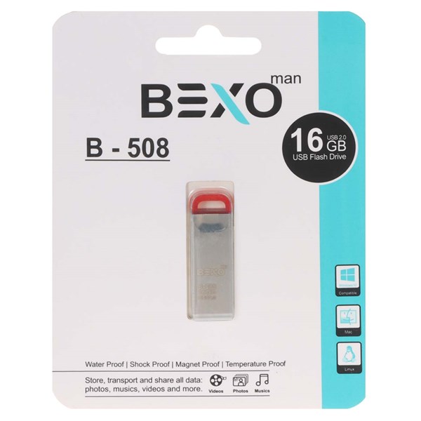 فلش مموری BEXO USB2.0 مدل B-508 ظرفیت 16GB - نقره ای (گارانتی داده پردازی آواتک)