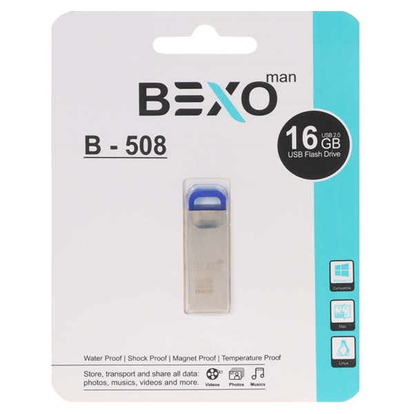 فلش مموری BEXO USB2.0 مدل B-508 ظرفیت 16GB - نقره ای (گارانتی داده پردازی آواتک)