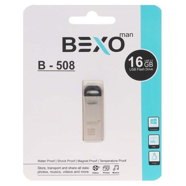 فلش مموری BEXO USB2.0 مدل B-508 ظرفیت 16GB - نقره ای (گارانتی داده پردازی آواتک)