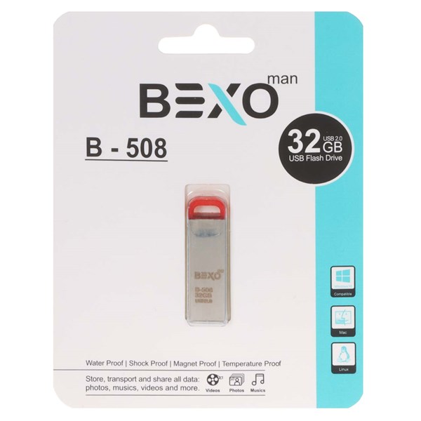 فلش مموری BEXO USB2.0 مدل B-508 ظرفیت 32GB - نقره ای (گارانتی داده پردازی آواتک)