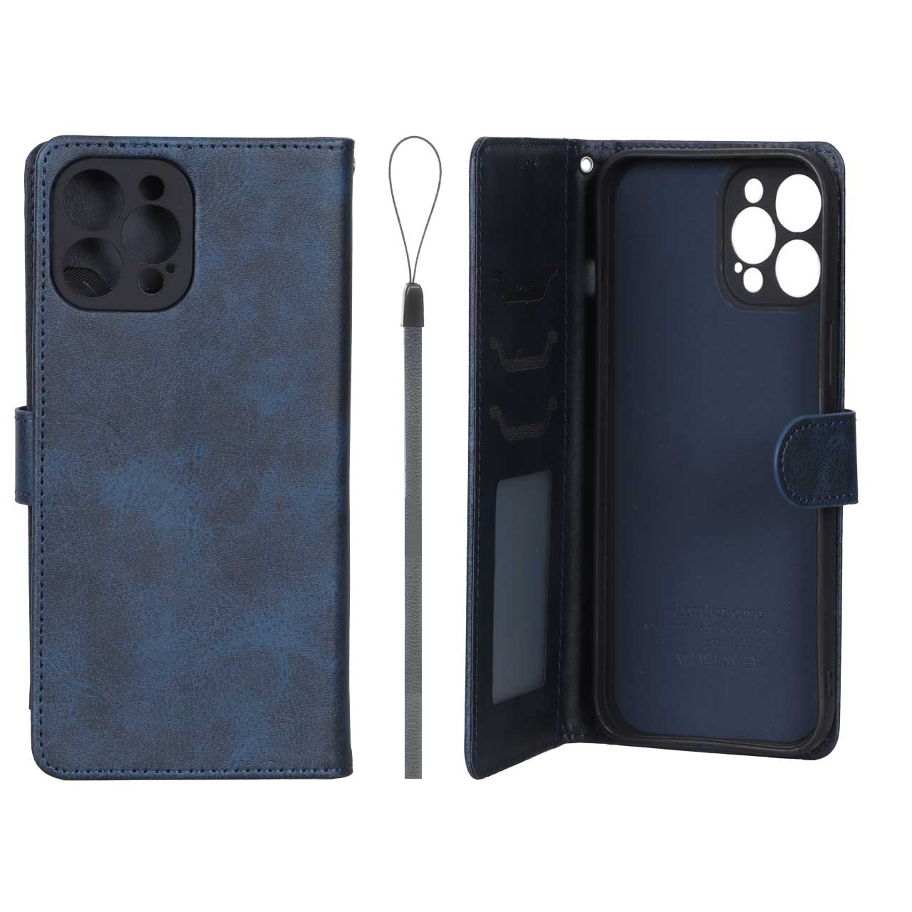 کیف موبایل مگنتی درجه یک داخل خز MNC Plus مدل Apple iPhone 12 Pro Max - سرمه ای