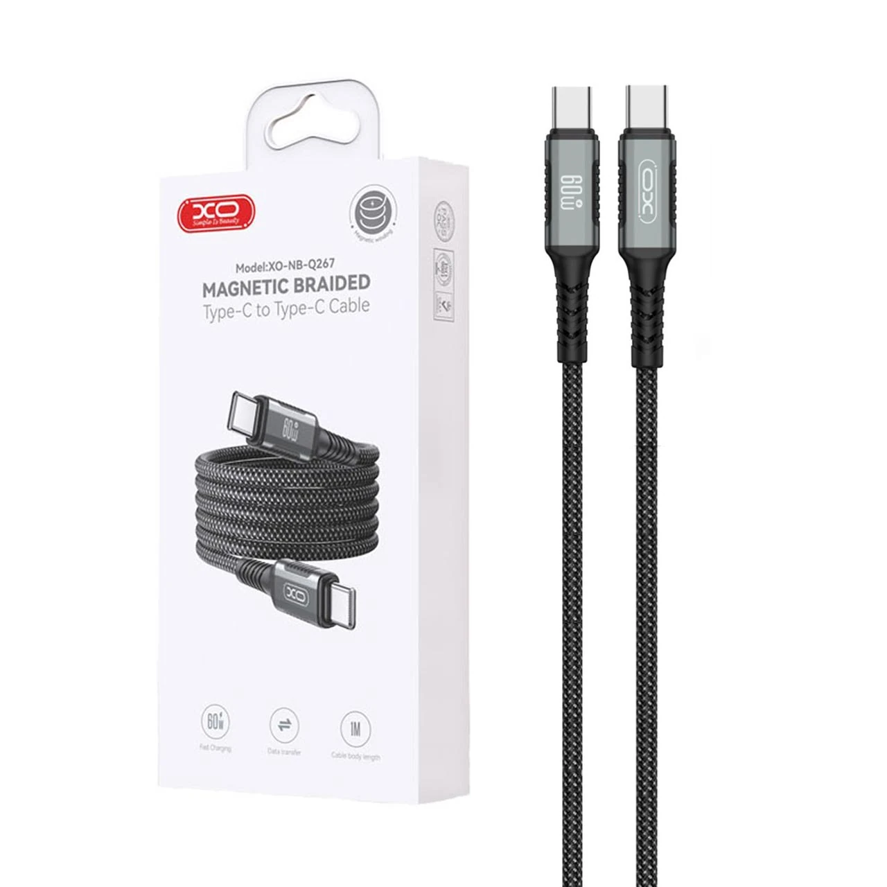 کابل شارژ PD و فست XO Type-C To Type-C مدل XO-NB-Q267 60W - مشکی
