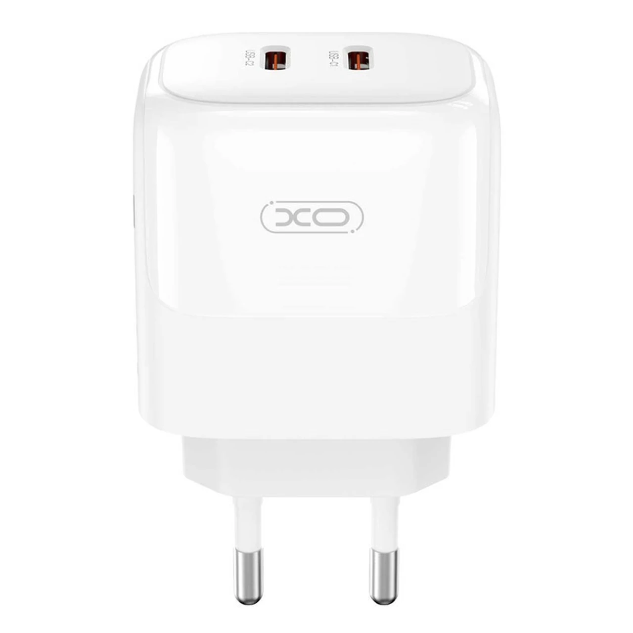 شارژر دیواری PD و فست دو پورت XO مدل XO-L140(EU) 35W - سفید به همراه کابل شارژ Type-C To Lightning - سفید