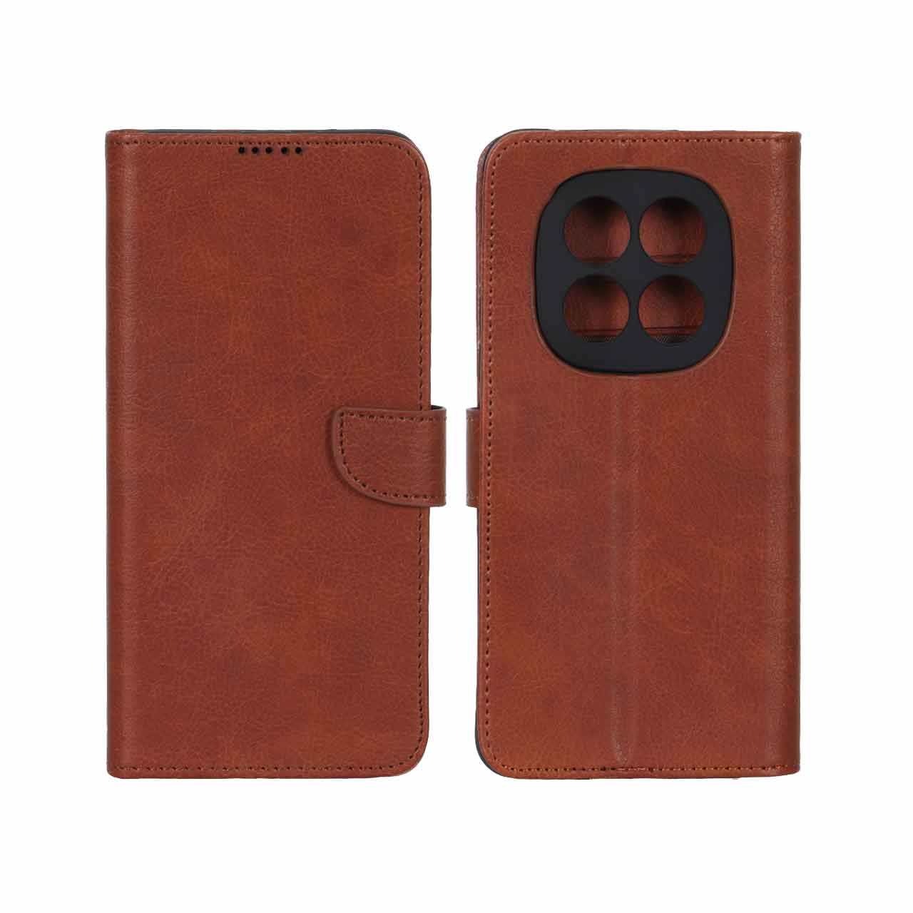 کیف چرمی موبایل مگنتی محافظ لنزدار KRF مدل Xiaomi Redmi Note 15 Pro 4G - قهوه ای