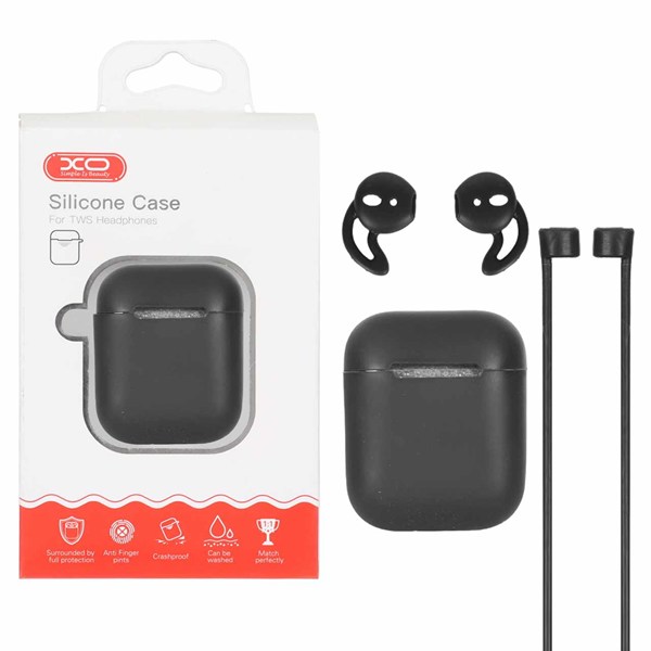 کاور ایرپاد سیلیکونی XO مدل Apple Airpods 1 / 2 - مشکی (پک دار)
