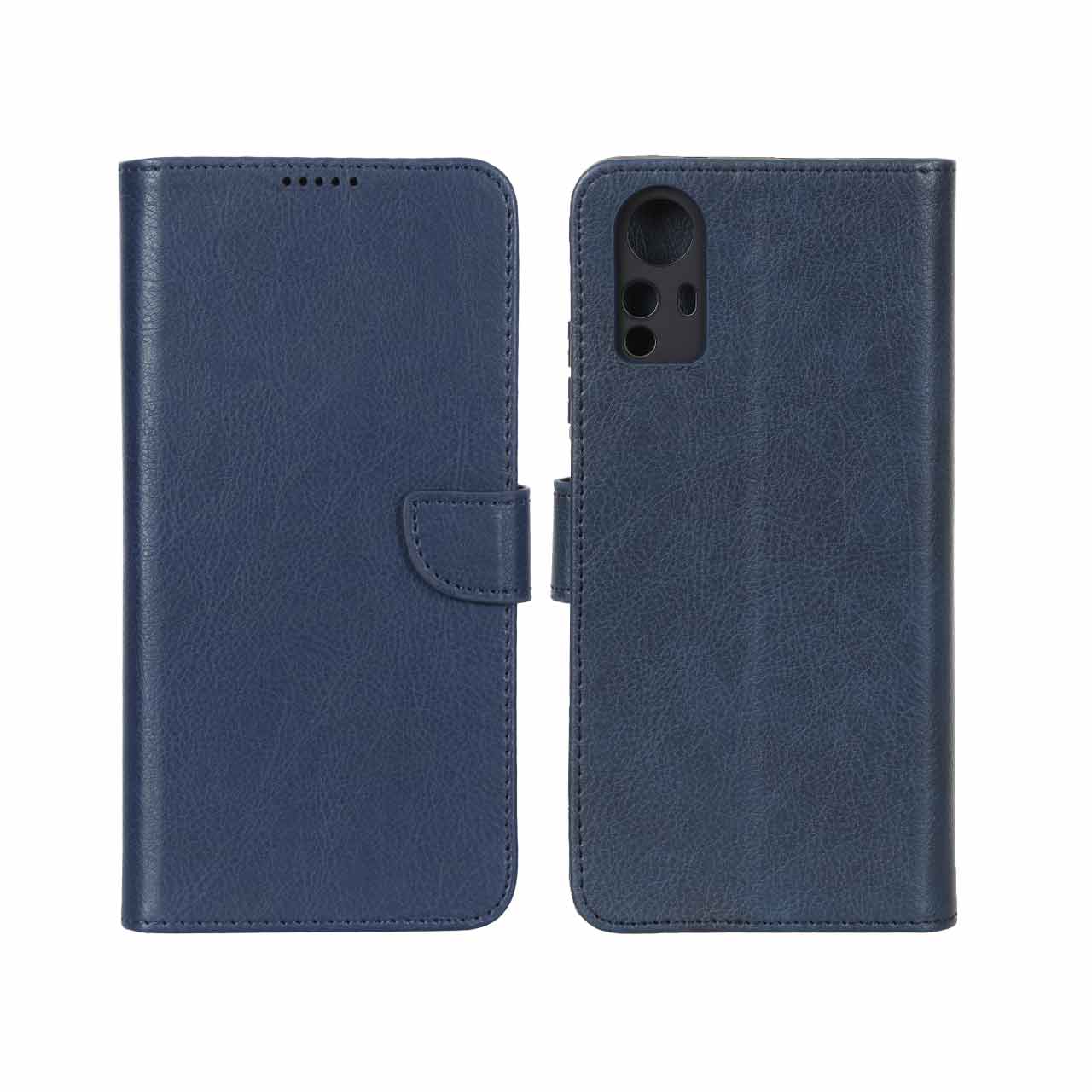 کیف چرمی موبایل مگنتی محافظ لنزدار KRF مدل Xiaomi Redmi Note 12S - سرمه ای