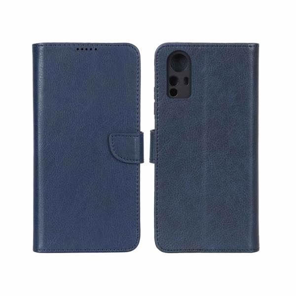 کیف چرمی موبایل مگنتی محافظ لنزدار KRF مدل Xiaomi Redmi Note 12S - سرمه ای