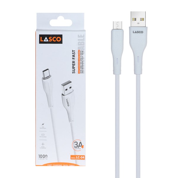 کابل شارژ فست اندروید Lasco مدل LC-04 - سفید - DST(گارانتی شش ماهه)