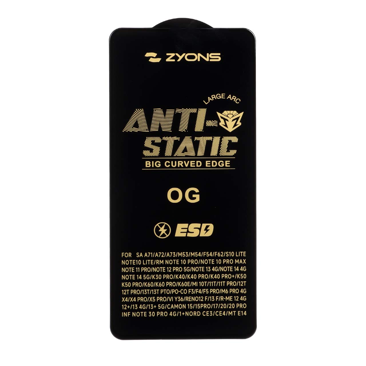 محافظ صفحه نمایش شیشه ای Full Cover ESD Anti Static - Zyons OG مدل Xiaomi Redmi Note 14S / Note 13 Pro 4G / Poco M6 Pro 4G