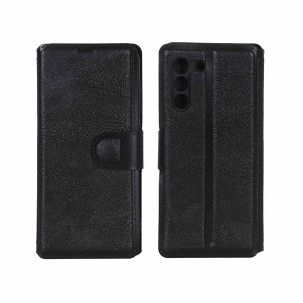 کیف موبایل چرمی مگنتی محافظ لنزدار Samsung Galaxy S21 FE - مشکی