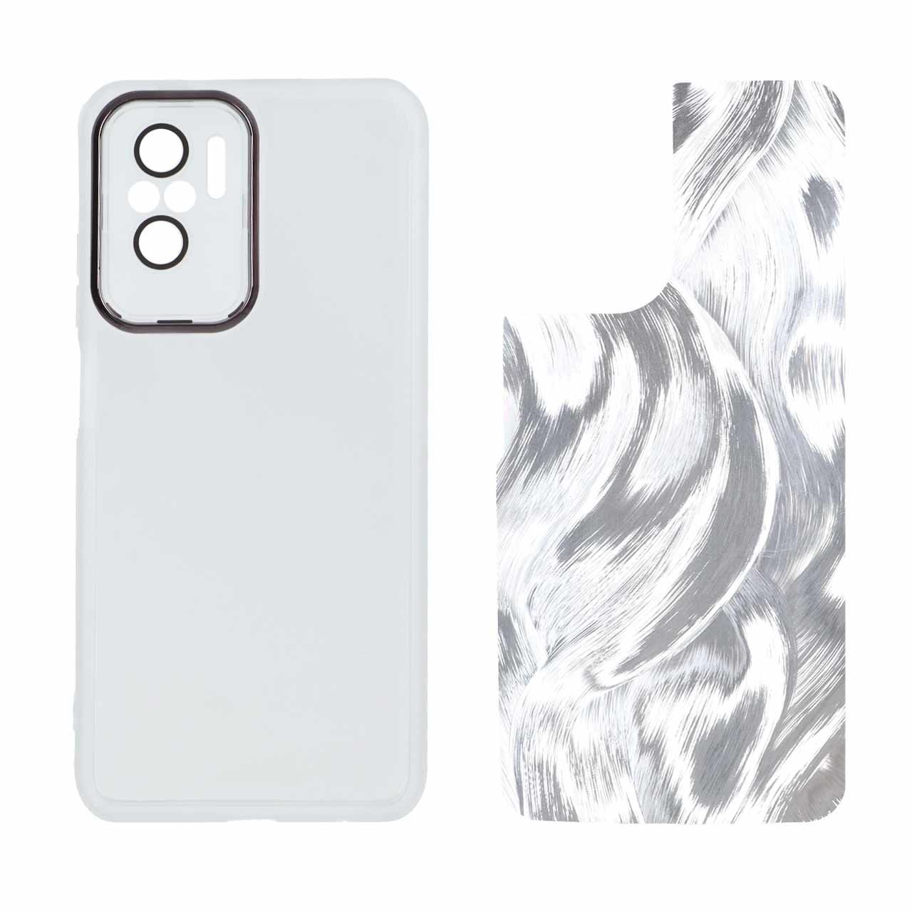 قاب ژله ای لنز گلس دار با کاور اطلسی Xiaomi Redmi Note 10 4G / Redmi Note 10S / Poco M5S - نقره ای