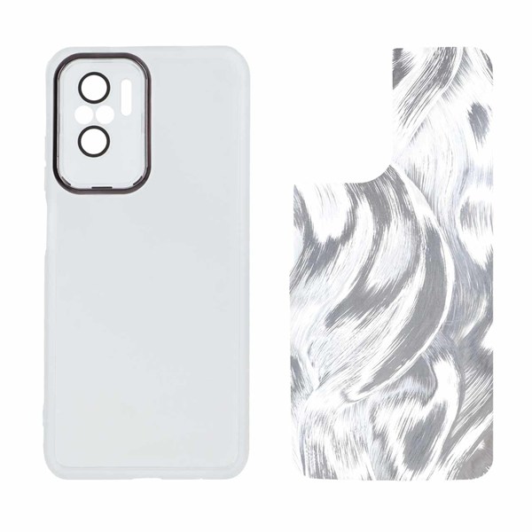 قاب ژله ای لنز گلس دار با کاور اطلسی Xiaomi Redmi Note 10 4G / Redmi Note 10S / Poco M5S - نقره ای