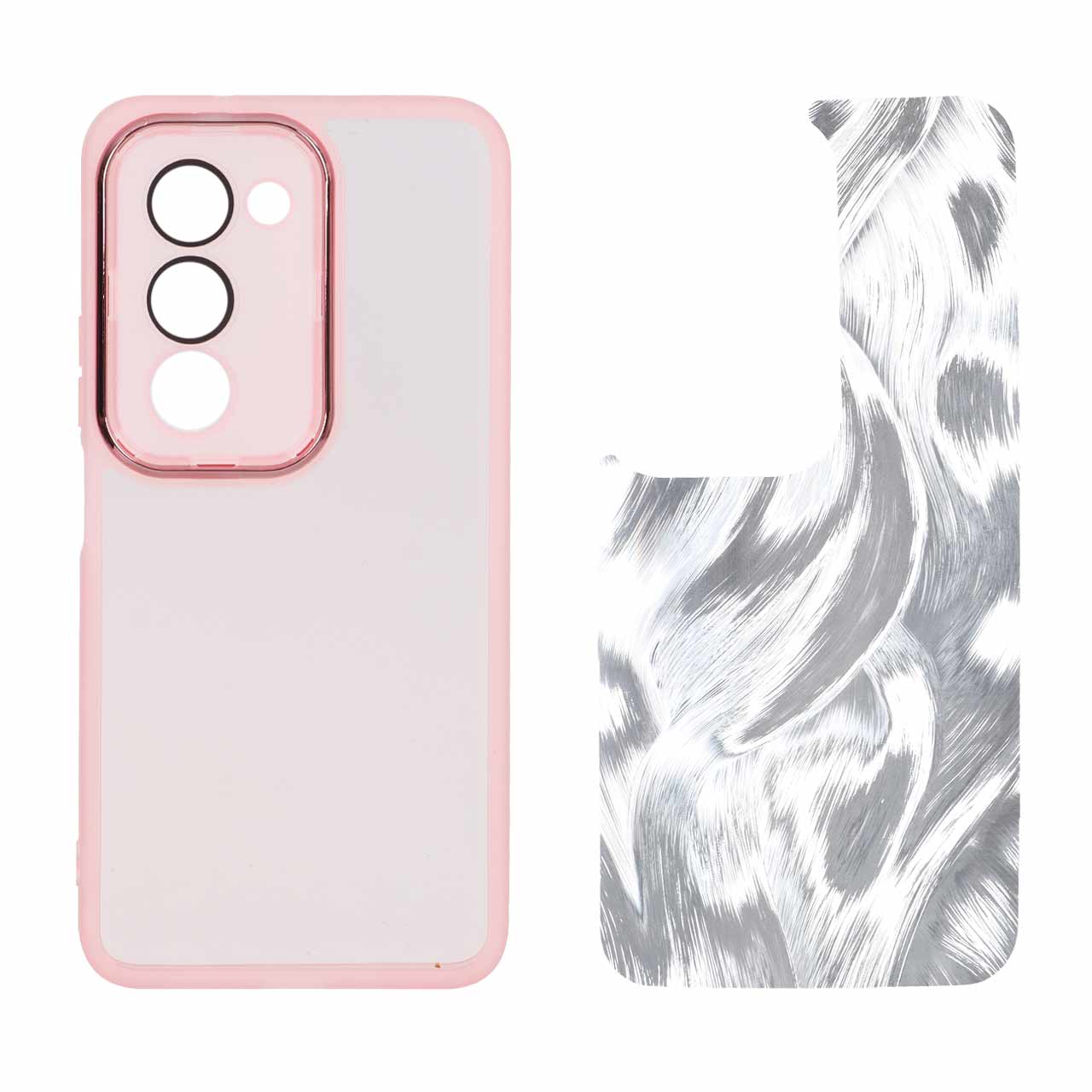 قاب ژله ای لنز گلس دار با کاور اطلسی Xiaomi Redmi 15 4G - صورتی