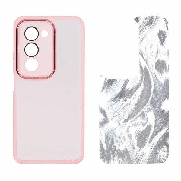 قاب ژله ای لنز گلس دار با کاور اطلسی Xiaomi Redmi 15 4G - صورتی