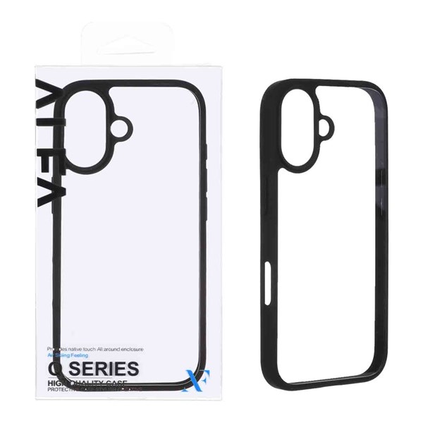 قاب اورجینال Q Series شفاف Alfa مدل Apple iPhone 16 - مشکی (پک دار)