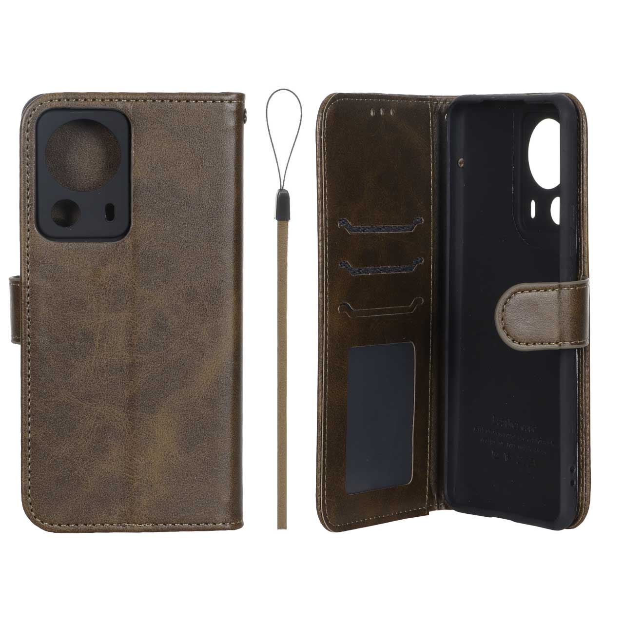 کیف موبایل مگنتی درجه یک داخل خز MNC Plus مدل Xiaomi Mi 13 Lite - سبز زیتونی
