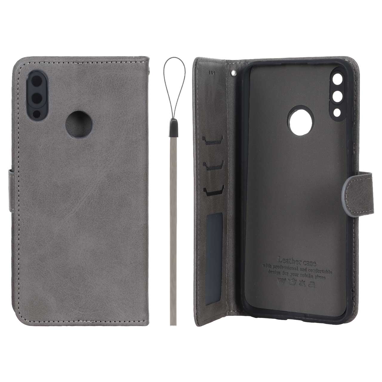 کیف موبایل مگنتی درجه یک داخل خز MNC Plus مدل Huawei Y7 Prime (2019) / Huawei Y7 (2019) - خاکستری