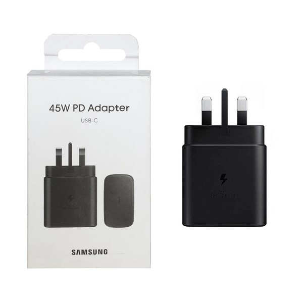 شارژر دیواری سه پین PD و فست تک پورت Samsung Type-C مدل EP-TA845 45W - مشکی (گارانتی شش ماهه نیکان همراه)