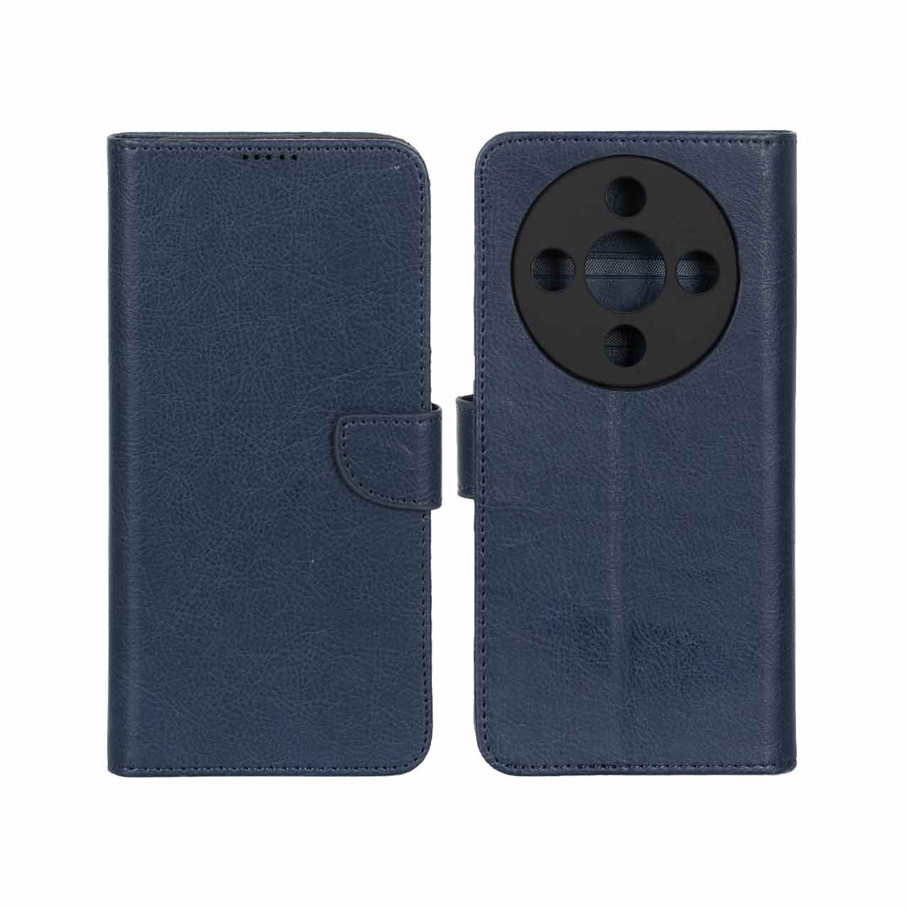 کیف چرمی موبایل مگنتی محافظ لنزدار KRF مدل Honor X9d - سرمه ای