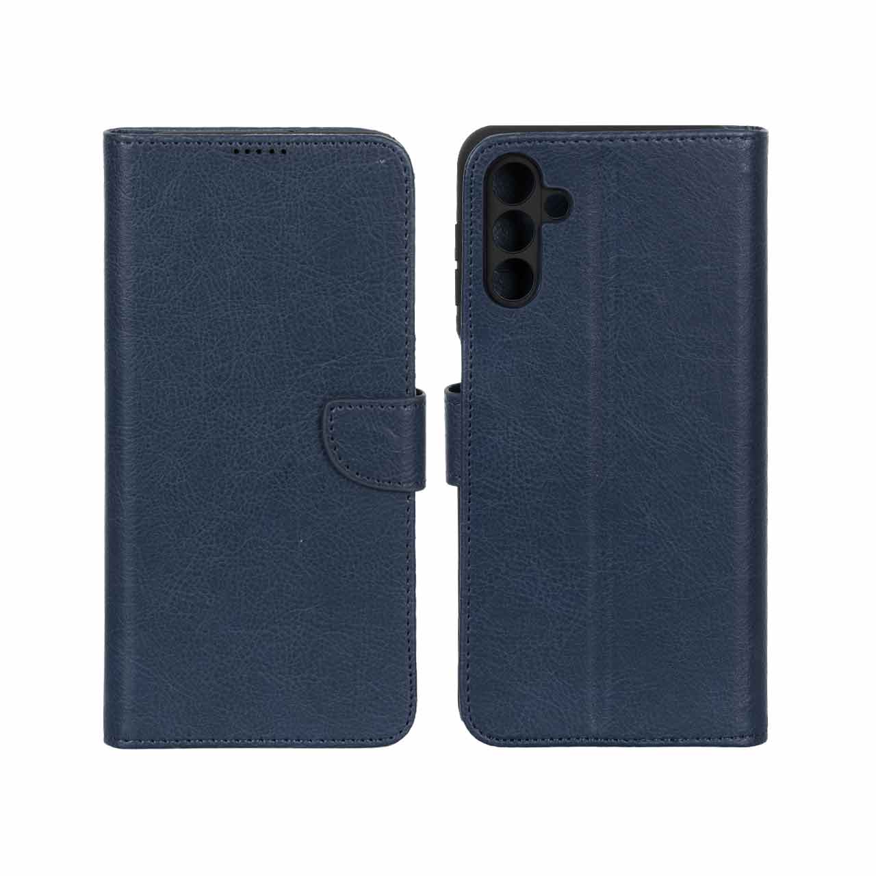کیف چرمی موبایل مگنتی محافظ لنزدار KRF مدل Samsung Galaxy A13 5G / A04s / M13 4G / M23 / F13 - سرمه ای