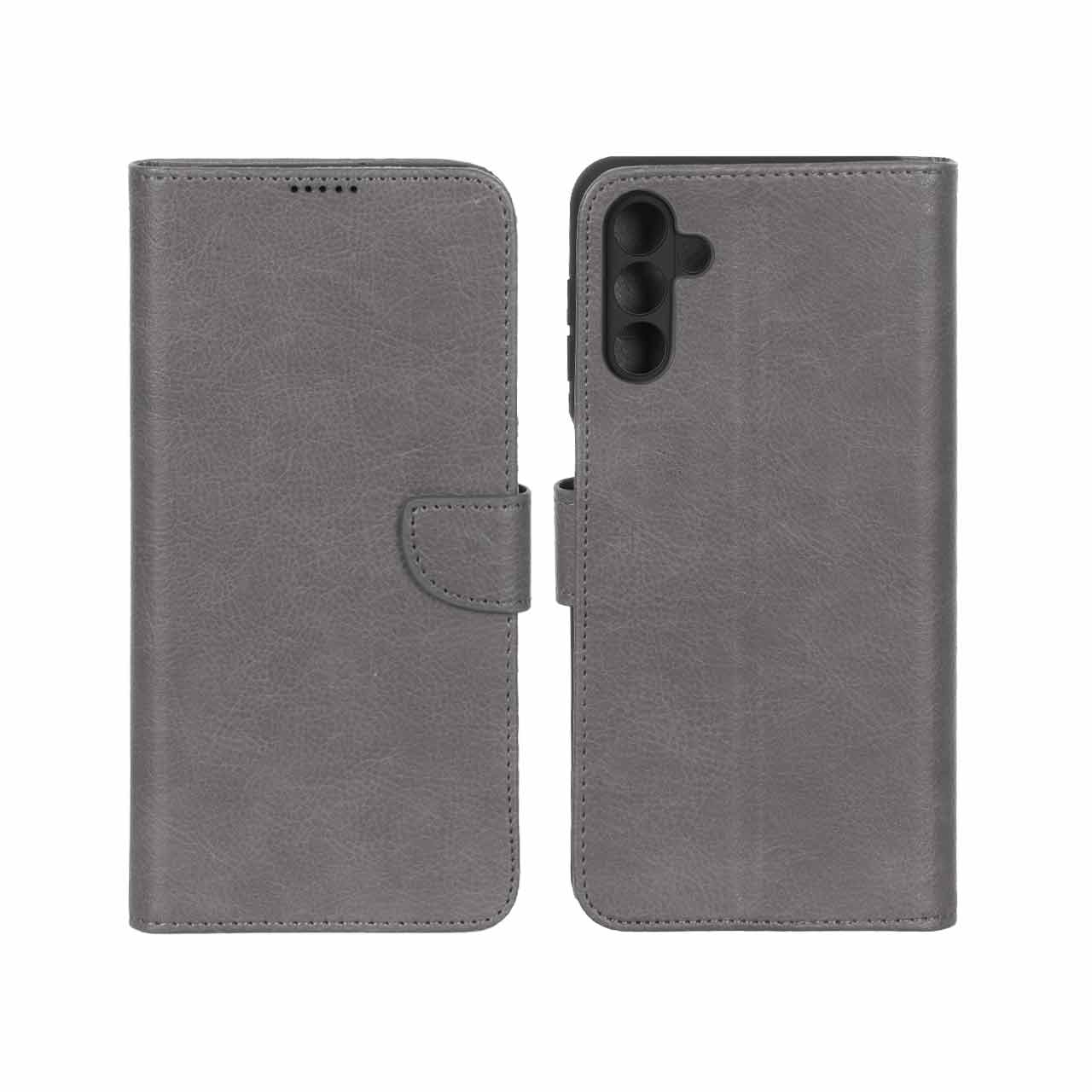 کیف چرمی موبایل مگنتی محافظ لنزدار KRF مدل Samsung Galaxy A13 5G / A04s / M13 4G / M23 / F13 - طوسی