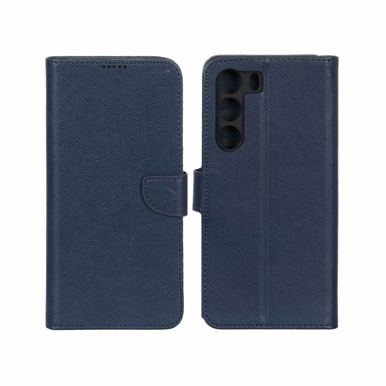 کیف چرمی موبایل مگنتی محافظ لنزدار KRF مدل Realme C71 - سرمه ای