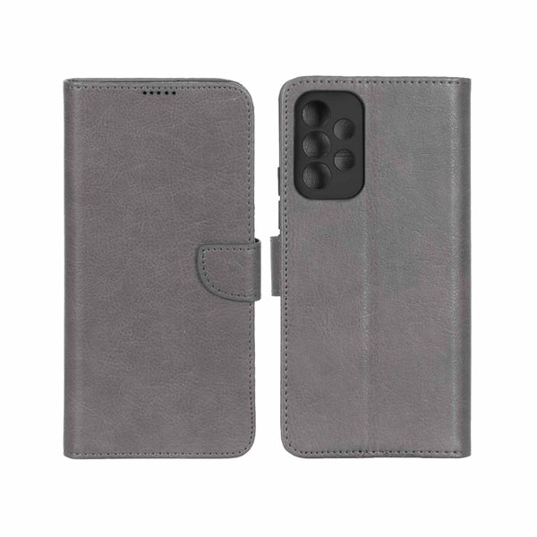 کیف چرمی موبایل مگنتی محافظ لنزدار KRF مدل Samsung Galaxy A53 - طوسی