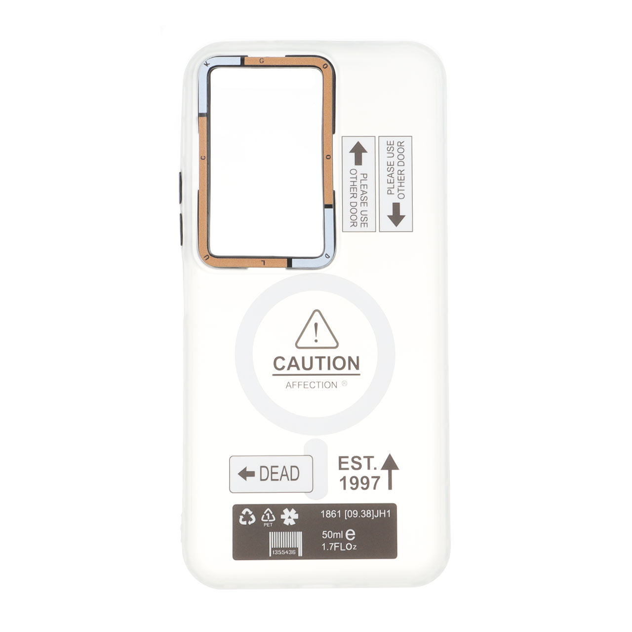 قاب Caution دور مات طرح مگ سیف Xiaomi Redmi 15 4G - سفید